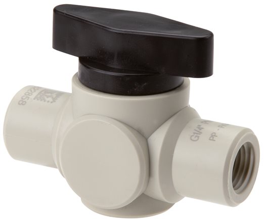 Exemplary representation: 2-way shut-off valve, polypropylene